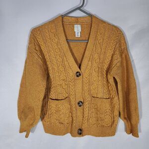 Joie Cardigan Womens Cardigan Medium Yellow Classic Casual Vintage Inspired